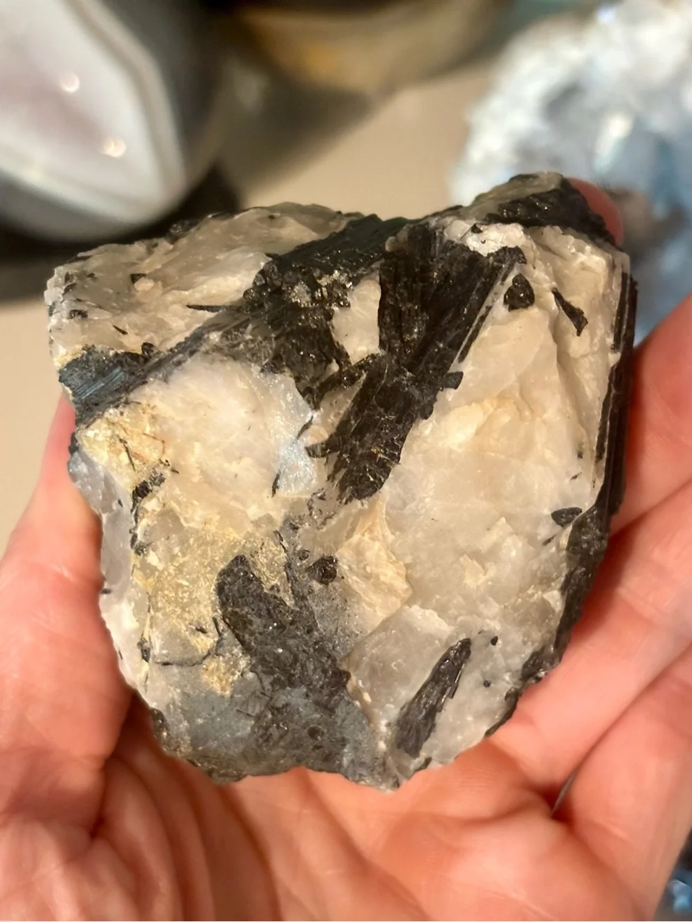 Black Tourmaline in Quartz Matrix – Natural Raw Mineral Specimen